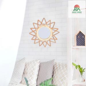 Vintage Star Shaped Rattan <b>Mirror</b> Living Room Decoration 1 Pc 12.2x12.2in - Product Image 4