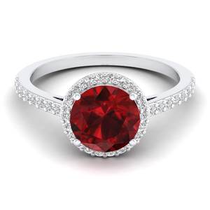 REYES ขายส่งแหวนเงินแท้ 925 ประดับมอสซาไนต์ทรงกลมคุณภาพสูง 1.75 กะรัต พร้อมพลอยโกเมน เครื่องประดับชั้นดี - Product Image 1