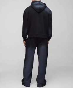 Precio al por mayor: Chándal para hombre con lavado ácido - Personalizable, 100% algodón, transpirable, ligero, estilo urbano, con sudadera con cremallera y pantalones acampanados - Product Image 2