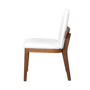 Set di 2 sedie da pranzo moderne in legno con finitura noce e rivestimento in pelle PU bianca lucida - Product Image 3