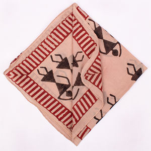 Foulard carré en coton écologique, style Bagaru, imprimé à la main, bandana unisexe respirant, à nouer autour du cou ou sur la tête - Product Image 3