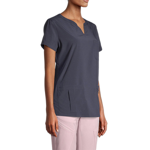 Blouse d'hôpital pour femme, gris foncé, en coton et polyester tricoté, manches courtes - Product Image 4