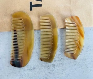 Peine con mango de cuerno de búfalo negro Natural de varios estilos, peine de cola para masaje de cuerpo y cuero cabelludo, peine en línea para cuidado Personal - Product Image 4