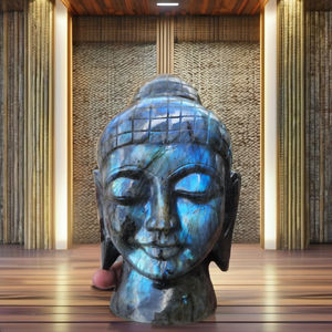 Estatuilla de Cabeza de Buda de Gema Natural, tallado hecho en la India, piedra semipreciosa, artesanía, cristal curativo - Product Image 1