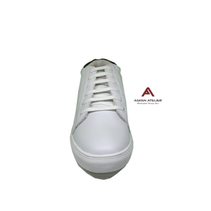 <b>White</b> High Top Hidden Heel Lace-Up Walking Sneakers Breathable Soft Lightweight Genuine <b>Leather</b> Upper Toe Comfort <b>Shoes</b> for - Product Image 2