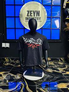 เสื้อยืดแขนสั้นผู้ชายสไตล์สตรีทแบบถักลายพิมพ์ - Product Image 3