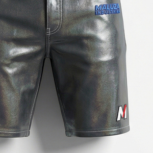 Unisexe, solide, en similicuir, écologique, respirant, séchage rapide, taille élastique, streetwear, cargo, style urbain, hip hop, style motard, tendance - Product Image 2