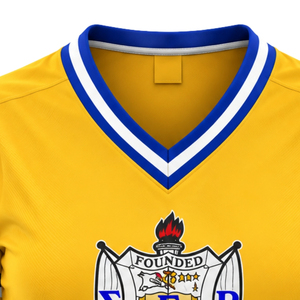SGRho Camiseta de hockey para mujer con gráfico de caniche dorado, cuello en V, manga corta, uniforme deportivo de la hermandad Sigma Gamma Rho - Product Image 5