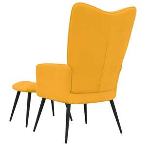 Fauteuil relaxant jaune moutarde avec tabouret pour salon - Product Image 5