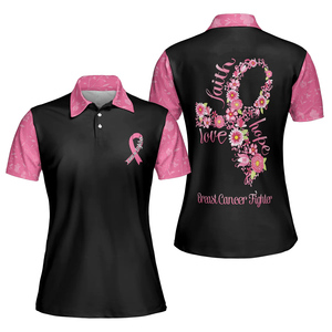 Camiseta Polo de Concienciación sobre el Cáncer de Mama de Polinesia, Camisetas Polo Personalizadas de Manga Corta con Botones, Venta Directa - Product Image 3