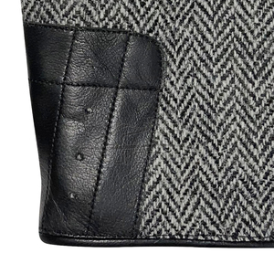 Check Tweed Leather <b>Gloves</b> Real Sheepskin Palm <b>Warm</b> Lined Unisex OEM Bulk Touchscreen Cold Weather Winter Fashion <b>Gloves</b> - Product Image 6