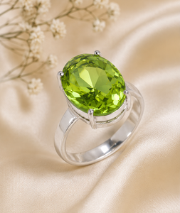 Natural Peridot Gemstone <b>Ring</b> 925 Sterling <b>Silver</b> Handmade Green Crystal <b>Statement</b> Jewelry for Women - Product Image 3