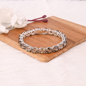 Luxury Natural Smoky Quartz 925 Sterling Silver Tennis <b>Bracelet</b> Jewelry for Unisex - Product Image 1