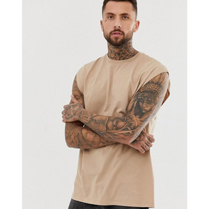 Camiseta sin mangas de punto para hombre, color sólido, cuello redondo, estilo casual, color beige - Product Image 1