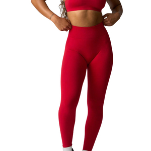 ขายส่งเลกกิ้งออกกำลังกายไร้ตะเข็บสำหรับผู้หญิง รับผลิตแบบ OEM ODM กางเกงโยคะเอวสูง ผ้าสแปนเด็กซ์ ชุดออกกำลังกาย ผู้ผลิต - Product Image 2