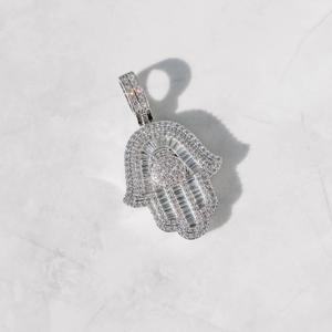 Collier pendentif main Hamsa en argent 925 et moissanite, plaqué rhodium, chaîne maille forçat, bijoux de tous les jours pour femme - Product Image 2