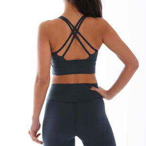 Soutien-gorge de sport à col en U pour femme, maintien élevé, respirant, extensible dans quatre directions, écologique, pour entraînement, yoga, gym, fitness, uni teint - Product Image 6