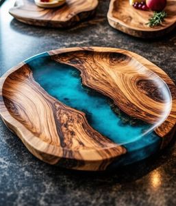 <b>Coffee</b> Bean Resin Wooden Serving Tray Luxe <b>Epoxy</b> <b>Coffee</b> Bean Art Tray Handmade <b>Coffee</b> River Wood Tray - Product Image 1
