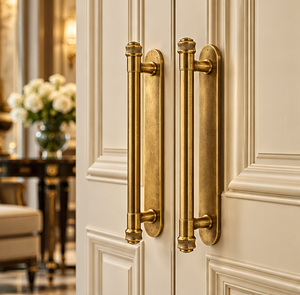 Poignée de porte cylindrique classique, finition dorée, embouts côtelés, poignée décorative pour armoire, quincaillerie de meubles - Product Image 2