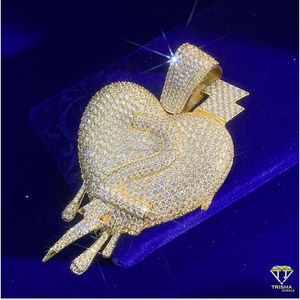 Joyería fina con estilo, colgante de gota de corazón y número, Diamante cultivado en laboratorio VVS en plata de ley 925 chapada - Product Image 3