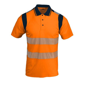เสื้อโปโลนิรภัยสำหรับงานอุตสาหกรรม ANSI Class 2 กันน้ำ สะท้อนแสงมองเห็นได้ชัดเจน คอปกโปโลแบบคลาสสิก  รับสกรีนโลโก้สำหรับไซต์งาน - Product Image 1