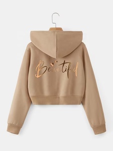 Sudadera Corta para Mujer, Ideal para Uso en Exteriores, con Hermoso Diseño de Letras en Relieve en la Espalda, Estilo Casual para Otoño, 100% Algodón Tejido - Product Image 3