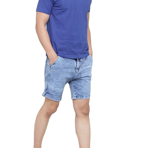 Custom Vintage High Waist Breathable Light Wash Summer Streetwear Men's Denim <b>Jeans</b> Shorts with Embroidery - Product Image 6