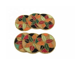 Ensemble de 6 sous-verres en perles de verre multicolores faits à la main modernes pour boisson sous-verres en perles de verre pour table basse - Product Image 2