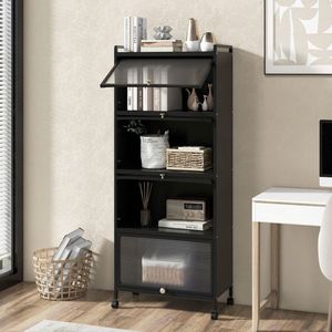 Scaffale da Cucina a 5 Ripiani con Ante in Policarbonato Ribaltabili - Product Image 4