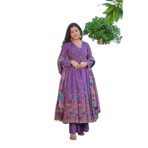 NEW Launching Designer Women's Salwar Kameez Embossed Heavy Muslin Fabric Modern Party Wear Look Collection Fullstitched Inner - Product Image 1