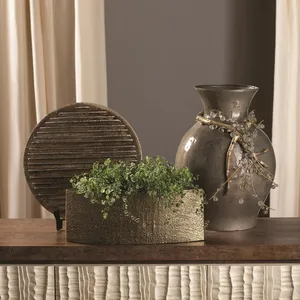 Bol décoratif en céramique fait main, motif végétal, design élégant, couleur unie, jetable, pour la décoration intérieure et les fêtes - Product Image 3
