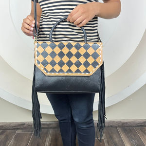 Bolso de hombro tipo bandolera de cuero mecanizado a mano nuevo de gran capacidad para mujer, monederos de mensajero con patrón a cuadros de diseñador - Product Image 4