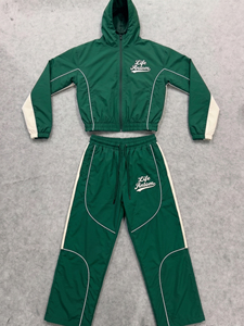 Custom OEM Orange Men Tracksuit Two Piece Set Full <b>Zip</b> <b>Hooded</b> Windbreaker Jacket Casual Piping Sweatpants Streetwear Suits Set - Product Image 3