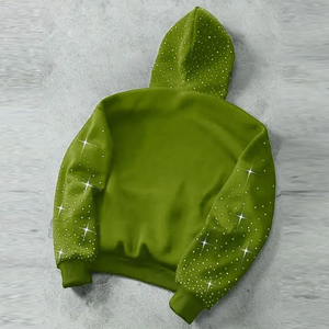 Sudadera con Capucha Verde para Hombre de Index Apparel, con Estampado de Puntos de Diamantes de Imitación, Felpa Francesa, Estilo Casual para Otoño - Product Image 5