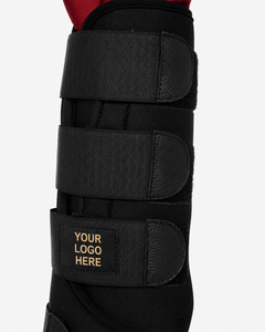 Bottes d'écurie BRAND ZONE noires avec doublure rouge, logo personnalisé, en néoprène pour la protection des jambes, équipement équestre - Product Image 5