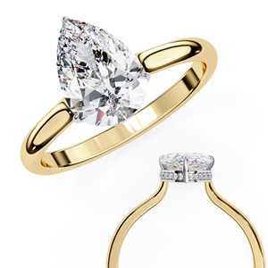 Anillo de Compromiso Clásico con Diamante Cultivado en Laboratorio de 2 Quilates, Corte Pera, Oro de 10k, 14k, 18k, Certificado IGI, Diamante VS DEF para Aniversario o Boda - Product Image 3
