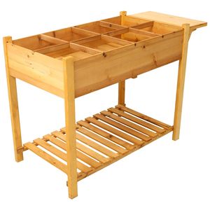 8-Pocket <b>Foldable</b> Side <b>Table</b> Storage Shelf Horticulture Raised <b>Garden</b> Bed Elevated Wood Planter Box Stand <b>for</b> Herb/Vegetable - Product Image 4