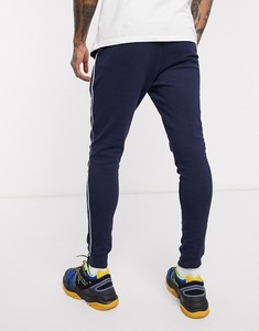 Men's Navy Blue Sweatpants With <b>White</b> Side Stripe Elastic Waist Casual <b>Joggers</b> Midweight Knitted Cotton Breathable Autumn Wear - Product Image 2