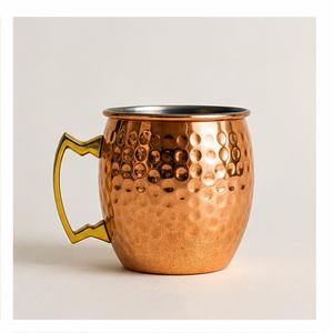 Handcrafted Hammered Copper Moscow Mule Mug with Golden Handle Beer Mug for Bar <b>Accessories</b> Modern Vintage <b>Drinkware</b> - Product Image 5