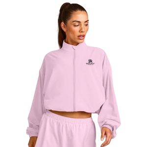 Pink <b>Women's</b> Polyester Windbreaker <b>Jacket</b> Custom Logo Letter Print Full Zip High Neck <b>Lightweight</b> Outdoor Streetwear OEM Apparel - Product Image 1