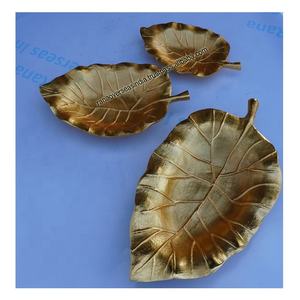 Plateau en aluminium en forme de feuille pour servir des fruits secs et des fruits, lot de 3 pièces au meilleur prix auprès d'un grossiste - Product Image 2