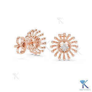 KRUP JEWELS Boucles d'oreilles clous Sunburst Starburst Flower en or massif 14K 18K, bijoux de luxe pour femme, pour mariage et soirée - Product Image 5