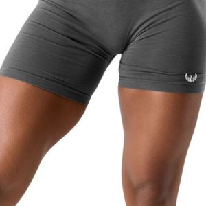 Shorts de sport gris anthracite taille haute pour femme – Doux, extensibles, sans coutures, pour entraînement, fitness et yoga – Performance optimale - Product Image 6