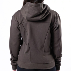 Sweat-shirt à capuche court pour femme, couleur personnalisée, broderie, couleur unie, manches longues, coton, fibre de bambou, tricoté, hiver - Product Image 4
