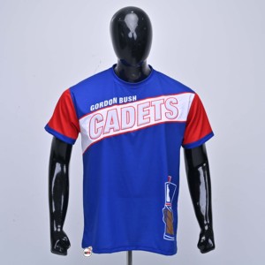 T-shirt à manches courtes pour homme, col rond, bleu et rouge, avec impression par sublimation, coupe classique, style jersey décontracté, avec impression de lettres, OEM - Product Image 1