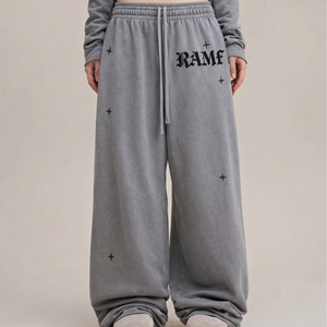 Pantalones Deportivos de Cintura Doble con Franja Lateral y Logotipo Personalizado, Pantalones Jogger Holgados, Pantalones Deportivos Acampanados para Hombre - Product Image 4