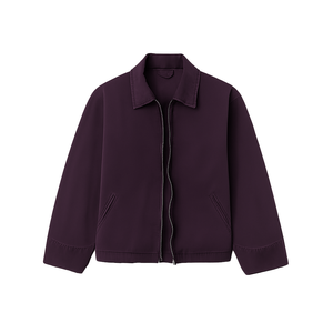 Veste décontractée pour homme en toile unie respirante avec fermeture éclair, en laine et mélanges, col rabattable, en coton, style shacket, pour le travail - Product Image 6