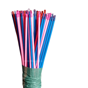 Balai domestique en gros avec manche en PVC coloré et revêtement en bois d'eucalyptus, 120 cm de long, écologique et durable, avec poils festonnés - Product Image 1