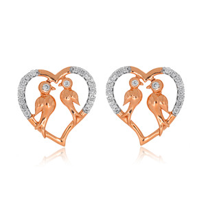 Pendientes de Oro Rosa de 18K con Diamantes Cultivados en Laboratorio, Diseño de Corazones Entrelazados, Joyería Fina Romántica, Regalo para Mujer, Venta al Por Mayor - Product Image 1