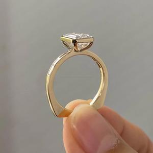 ชุดฝาแหวนหมั้นเพชรโมอิส925าไนต์ตัดมรกตแหวนแต่งงานเงินแท้แบบก้านข้างสำหรับตัดแหวนครบรอบแบบยุโรป - Product Image 5